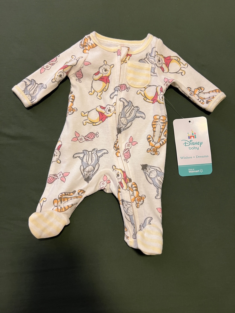 Baby Winnie the Pooh Footed One-Piece - Cream/Yellow Size Preemie